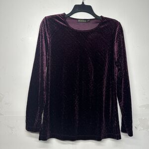 Picadilly Women’s Velvet Top Size Small Purple Long Sleeve Blouse Soft Stretch